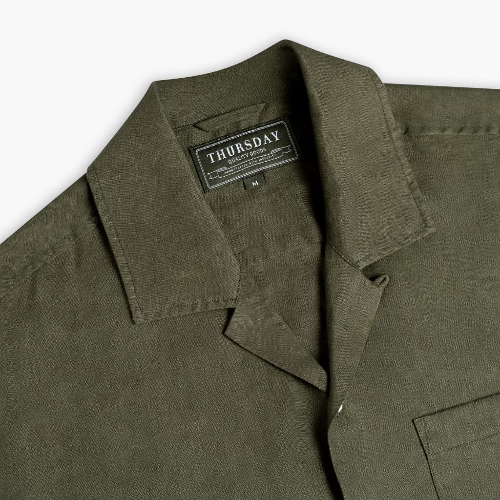 Linen Camp Shirt | Olive - Image 4