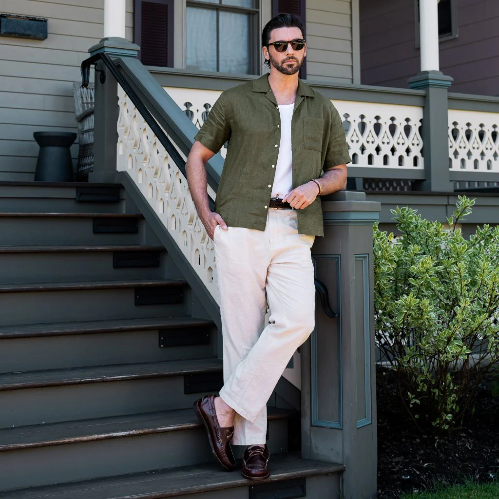 Linen Camp Shirt | Olive - Image 8